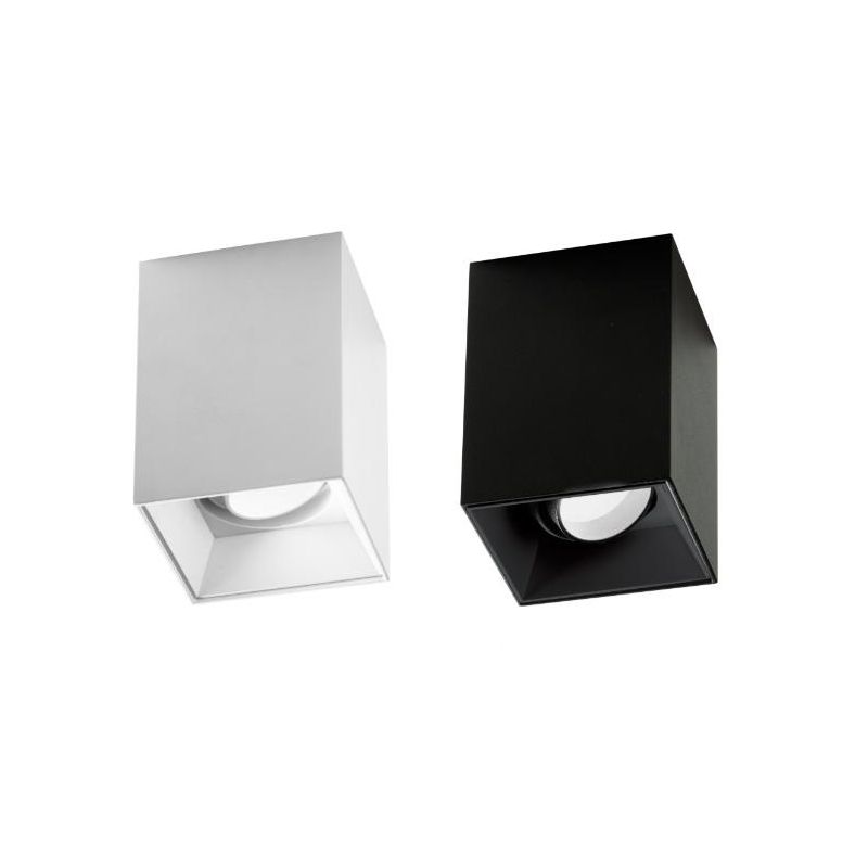 PLAFONIERA QUADRATA MODERNA H11,5 CM IN ALLUMINIO BIANCO E NERO CON LAMPADINA ATTACCO GU10