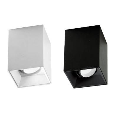 PLAFONIERA QUADRATA MODERNA H11,5 CM IN ALLUMINIO BIANCO E NERO CON LAMPADINA ATTACCO GU10