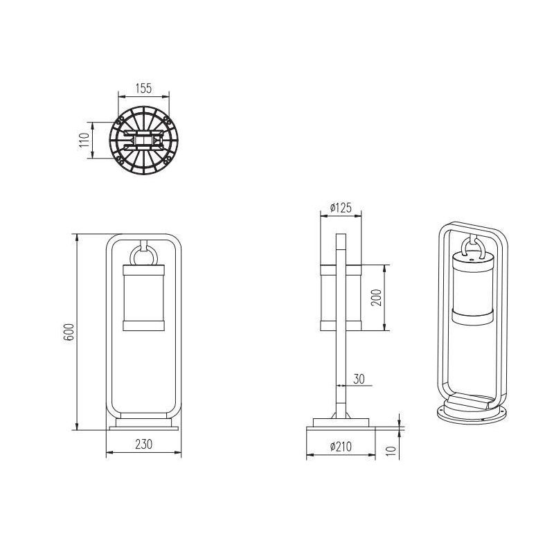 SAMBESI LAMPIONCINO DA ESTERNO H60 CLASSICO A LANTERNA IP44 SENSORE CREPUSCOLARE ANTRACITE O RUGGINE TRIO LIGHTING - Cristalensi