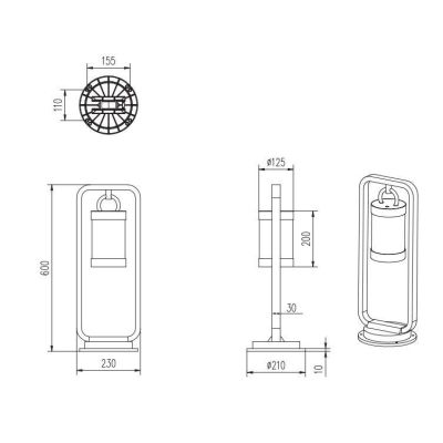 SAMBESI LAMPIONCINO DA ESTERNO H60 CLASSICO A LANTERNA IP44 SENSORE CREPUSCOLARE ANTRACITE O RUGGINE TRIO LIGHTING - Cristalensi