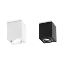 PLAFONIERA CUBICA CON DIFFUSORE ORIENTABILE BIANCA O NERA CON LAMPADINA GU10 MODERNA GEA LUCE - Cristalensi Shop Online