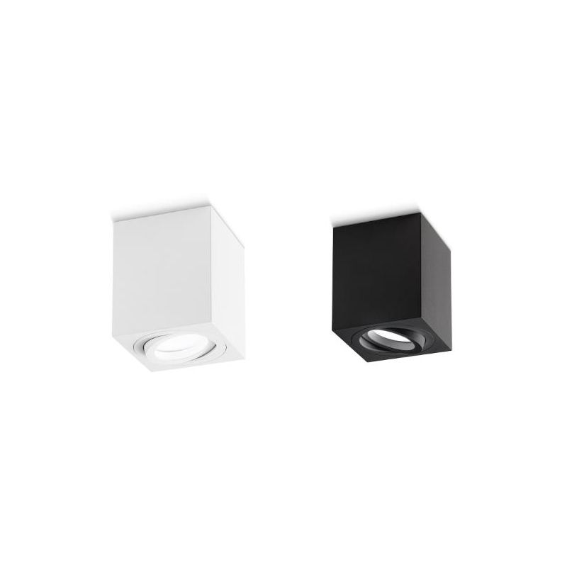 PLAFONIERA CUBICA CON DIFFUSORE ORIENTABILE BIANCA O NERA CON LAMPADINA GU10 MODERNA GEA LUCE - Cristalensi Shop Online