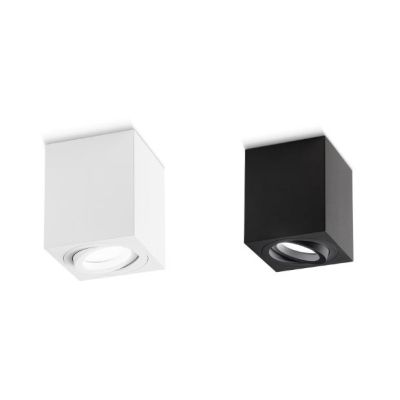 PLAFONIERA CUBICA CON DIFFUSORE ORIENTABILE BIANCA O NERA CON LAMPADINA GU10 MODERNA GEA LUCE - Cristalensi Shop Online