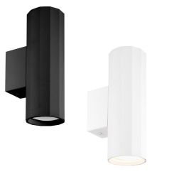 APPLIQUE MODERNA IN ALLUMINIO BIANCO E NERO BIEMISSIONE CON LAMPADINE 2XGU10 ALTEZZA CM 16