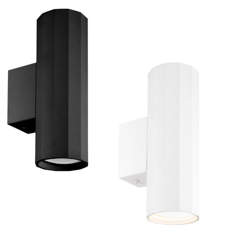 APPLIQUE MODERNA IN ALLUMINIO BIANCO E NERO BIEMISSIONE CON LAMPADINE 2XGU10 ALTEZZA CM 16