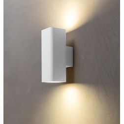 APPLIQUE IN ALLUMINIO BIANCO E NERO BIEMISSIONE MODERNA CON LAMPADINE 2XGU10 ALTEZZA CM 16 2