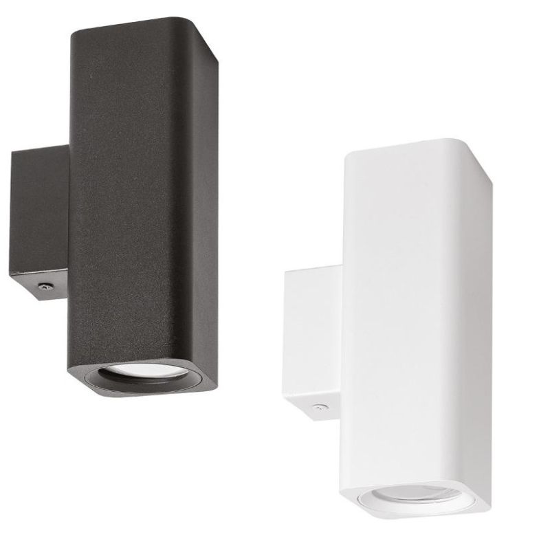 APPLIQUE IN ALLUMINIO BIANCO E NERO BIEMISSIONE MODERNA CON LAMPADINE 2XGU10 ALTEZZA CM 16