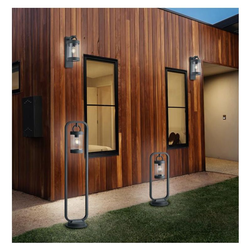 SAMBESI LAMPIONCINO DA ESTERNO H100 CLASSICO A LANTERNA IP44 SENSORE CREPUSCOLARE ANTRACITE O RUGGIN TRIO LIGHTING - Cristalensi