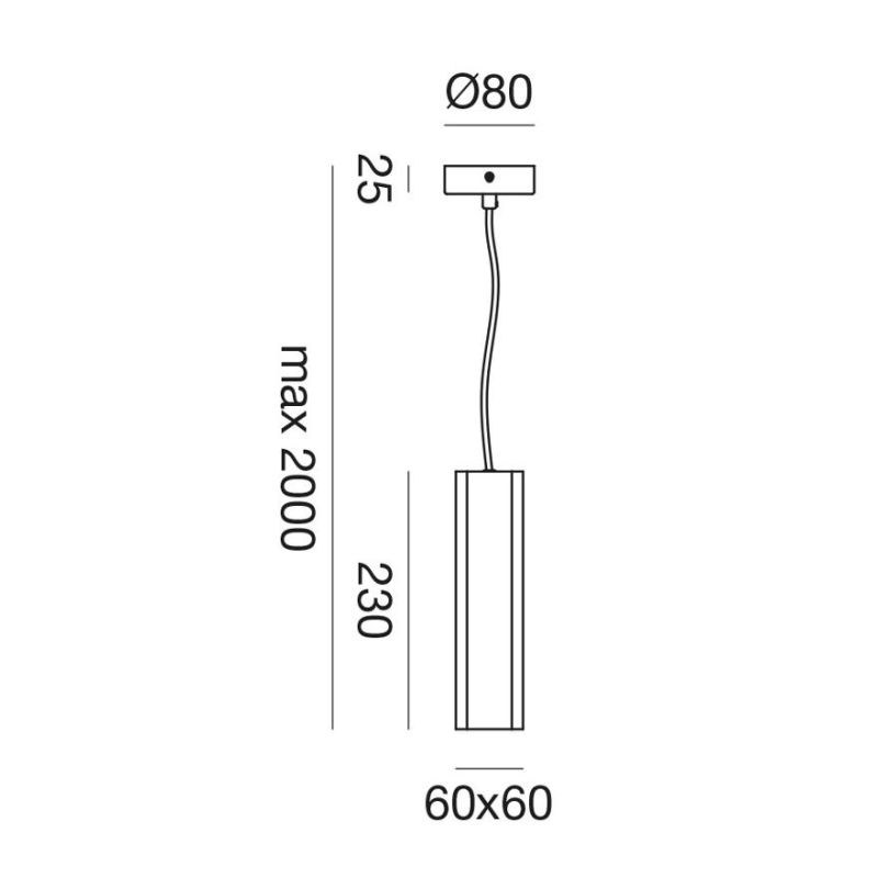 SOSPENSIONE SINGOLA A PARALLELEPIPEDO IN ALLUMINIO BIANCO E NERO CON LAMPADINA GU10 MODERNA