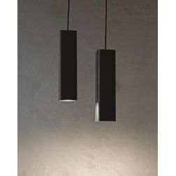 SOSPENSIONE SINGOLA A PARALLELEPIPEDO IN ALLUMINIO BIANCO E NERO CON LAMPADINA GU10 MODERNA