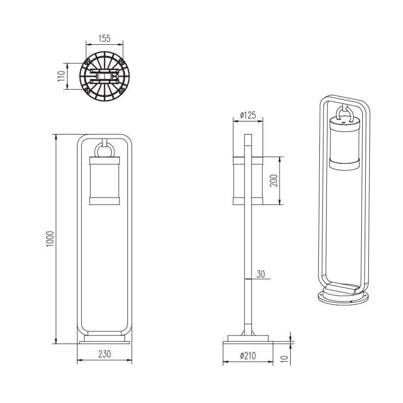 SAMBESI LAMPIONCINO DA ESTERNO H100 CLASSICO A LANTERNA IP44 SENSORE CREPUSCOLARE ANTRACITE O RUGGIN TRIO LIGHTING - Cristalensi