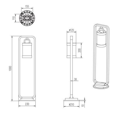 SAMBESI LAMPIONCINO DA ESTERNO H100 CLASSICO A LANTERNA IP44 SENSORE CREPUSCOLARE ANTRACITE O RUGGIN TRIO LIGHTING - Cristalensi