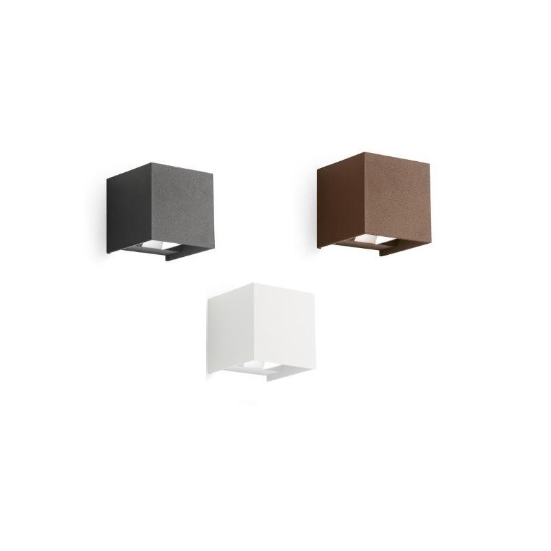 APPLIQUE CUBO LED 10W IP65 LUCE 3000K-4000K-5500K BIEMISSIONE ALLUMINIO 3 COLORI CON FLUSSO LUMINOSO REGOLABILE