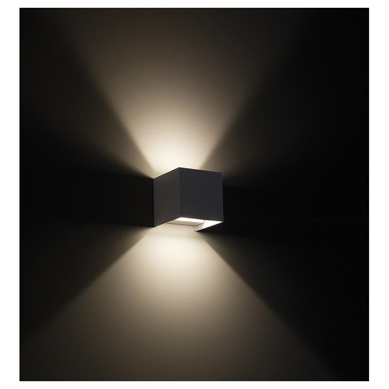 APPLIQUE CUBO LED 20W IP65 LUCE 3000K-4000K-5500K BIEMISSIONE ALLUMINIO 3 COLORI CON FLUSSO LUMINOSO REGOLABILE