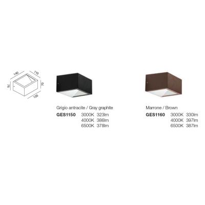 APPLIQUE DA ESTERNI IP54 BIEMISSIONE DI LUCE LED 9W LUCE CCT 3000K,4000K,6500K ALLUMINIO ANTRACITE O MARRONE