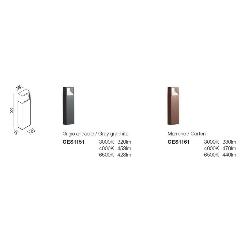 PALO DA GIARDINO IP54 IN 2 MISURE LED 9W LUCE CCT 3000K,4000K,6500K ALLUMINIO ANTRACITE O MARRONE