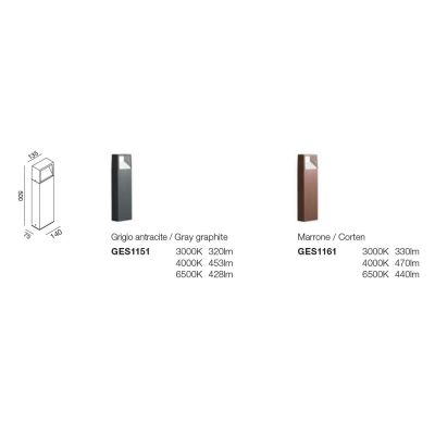 PALO DA GIARDINO IP54 IN 2 MISURE LED 9W LUCE CCT 3000K,4000K,6500K ALLUMINIO ANTRACITE O MARRONE