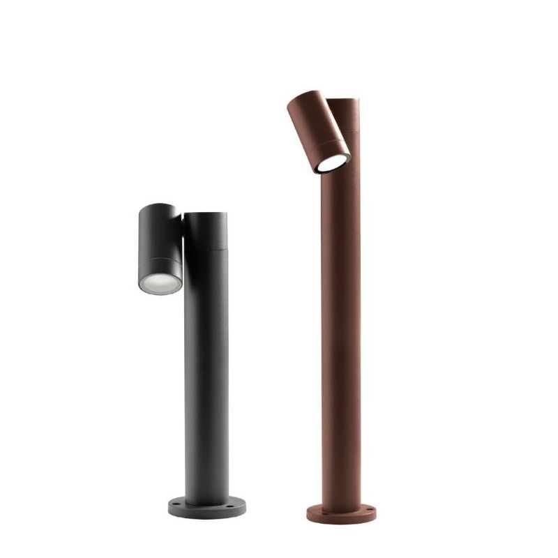 PALO DA GIARDINO IN ALLUMINIO 1 LUCE ORIENTABILE MARRONE O ANTRACITE IP65 LAMPADINA GU10 MODERNO