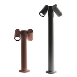 PALO DA GIARDINO IN ALLUMINIO CON 2 LUCI ORIENTABILI MARRONE O ANTRACITE IP65 LAMPADINE 2XGU10 MODERNO