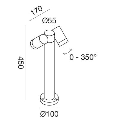 PALO DA GIARDINO IN ALLUMINIO CON 2 LUCI ORIENTABILI MARRONE O ANTRACITE IP65 LAMPADINE 2XGU10 MODERNO