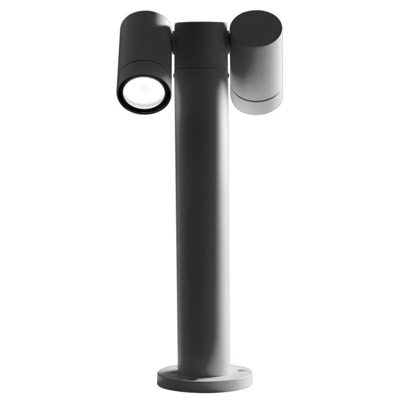 PALO DA GIARDINO IN ALLUMINIO CON 2 LUCI ORIENTABILI MARRONE O ANTRACITE IP65 LAMPADINE 2XGU10 MODERNO