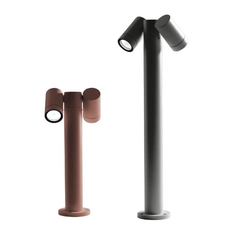 PALO DA GIARDINO IN ALLUMINIO CON 2 LUCI ORIENTABILI MARRONE O ANTRACITE IP65 LAMPADINE 2XGU10 MODERNO