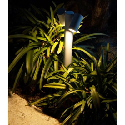 PALO DA GIARDINO IN ALLUMINIO CON 2 LUCI ORIENTABILI MARRONE O ANTRACITE IP65 LAMPADINE 2XGU10 MODERNO