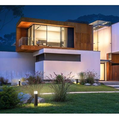 PALO DA GIARDINO 3 MISURE IP44 IN ALLUMINIO MARRONE O ANTRACITE CON LAMPADINA E27 DESIGN MODERNO