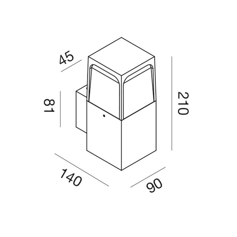 LAMPADA DA PARETE IP44 IN ALLUMINIO MARRONE O ANTRACITE CON LAMPADINA E27 DESIGN MODERNO