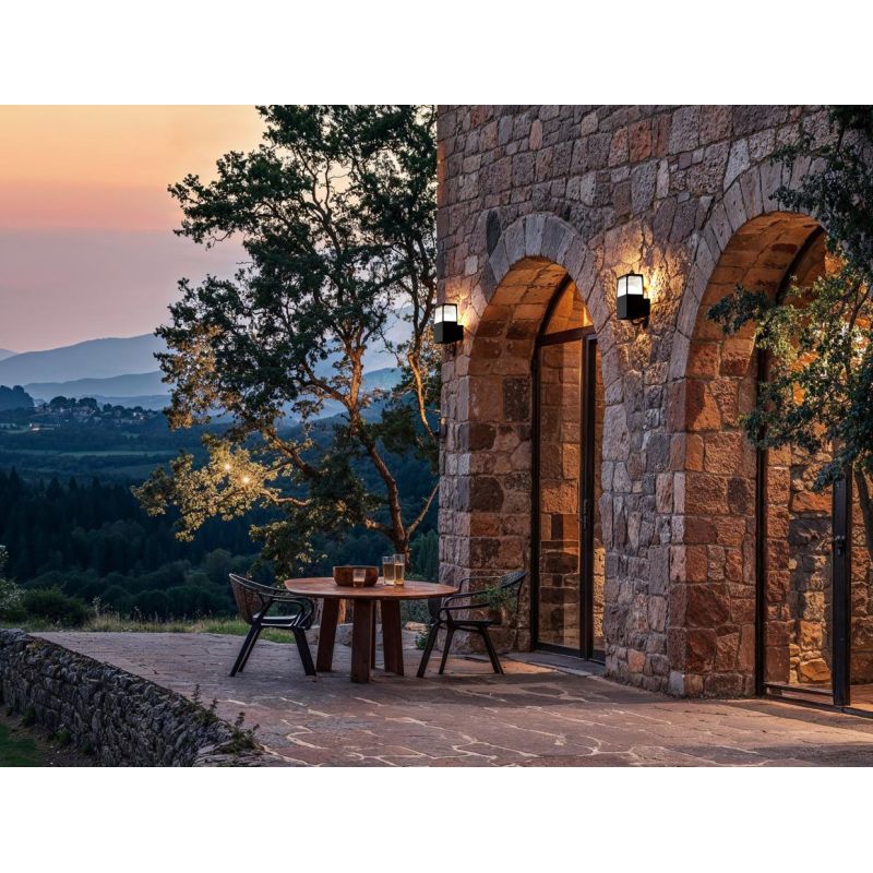 LAMPADA DA PARETE IP44 IN ALLUMINIO MARRONE O ANTRACITE CON LAMPADINA E27 DESIGN MODERNO