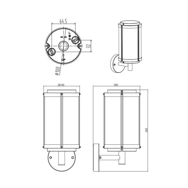 TANARO APPLIQUE DA ESTERNO H32 STILE CLASSICO IP44 ANTRACITE O RUGGINE LUCE DIFFUSA TRIO LIGHTING - Cristalensi Shop Online