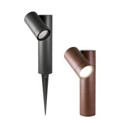 PROIETTORE IN ALLUMINIO 1 LUCE ORIENTABILE MARRONE O ANTRACITE IP65 CON PICCHETTO LAMPADINA GU10