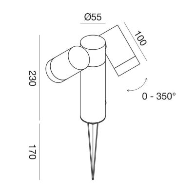 PROIETTORE IN ALLUMINIO 2 LUCI ORIENTABILI MARRONE O ANTRACITE IP65 CON PICCHETTO LAMPADINE 2xGU10