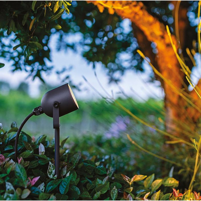 PROIETTORE IN ALLUMINIO ORIENTABILE 2 MISURE IP65 ALLUMINIO 3 COLORI CON PICCHETTO LAMPADINA GU10