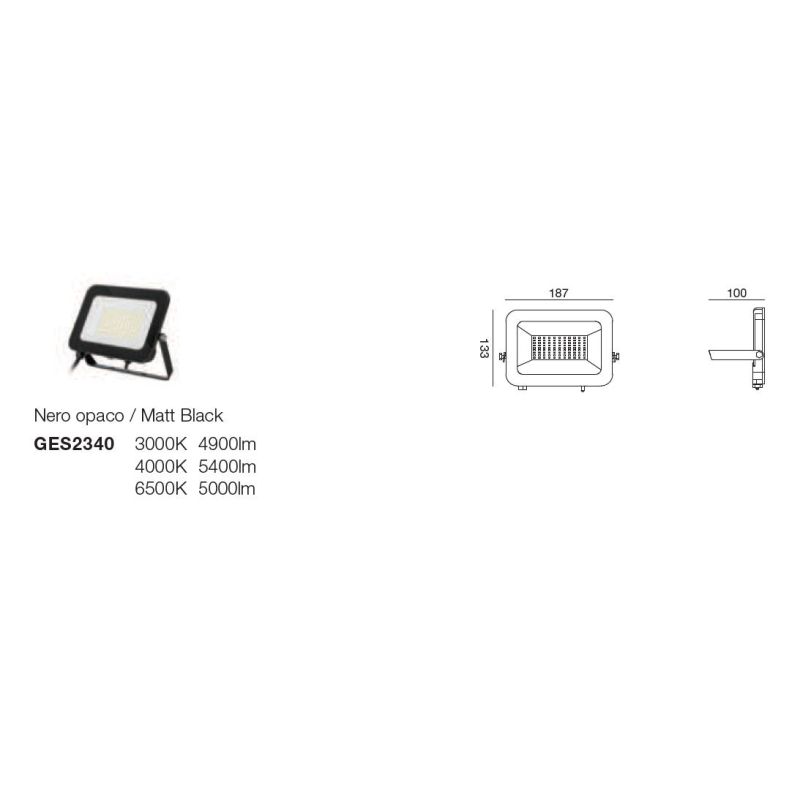 PROIETTORE LED DA ESTERNI IP65 ALLUMINIO NERO LED INTEGRATO LUCE CCT 3000K-4000K-6500K 4 MISURE