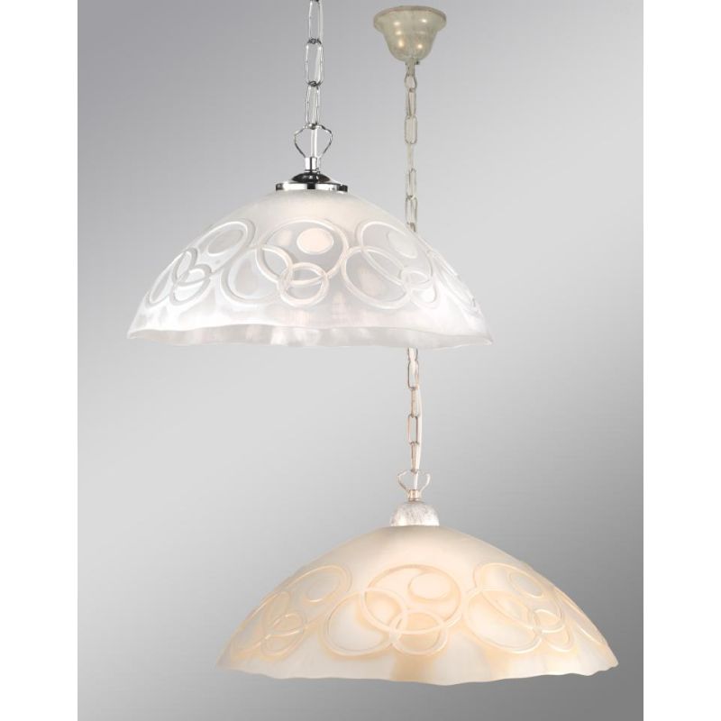 BOLLE LAMPADARIO CLASSICO DA CUCINA D30 IN VETRO SATINATO BIANCO O AMBRA CON DECORO A RILIEVO CRISTALENSI LUX - Cristalensi Shop