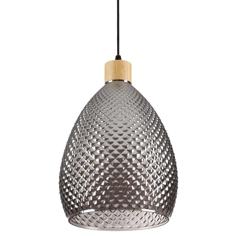 SOSPENSIONE SINGOLA IN VETRO SOFFIATO SFUMATO FUME 3 FORME E MISURE DESIGN MODERNO CRISTALENSI - Cristalensi Shop Online