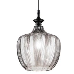 SOSPENSIONE SINGOLA STILE VINTAGE IN VETRO AMBRA FUME O TRASPARENTE DECORATO A RILIEVO CRISTALENSI - Cristalensi Shop Online 2