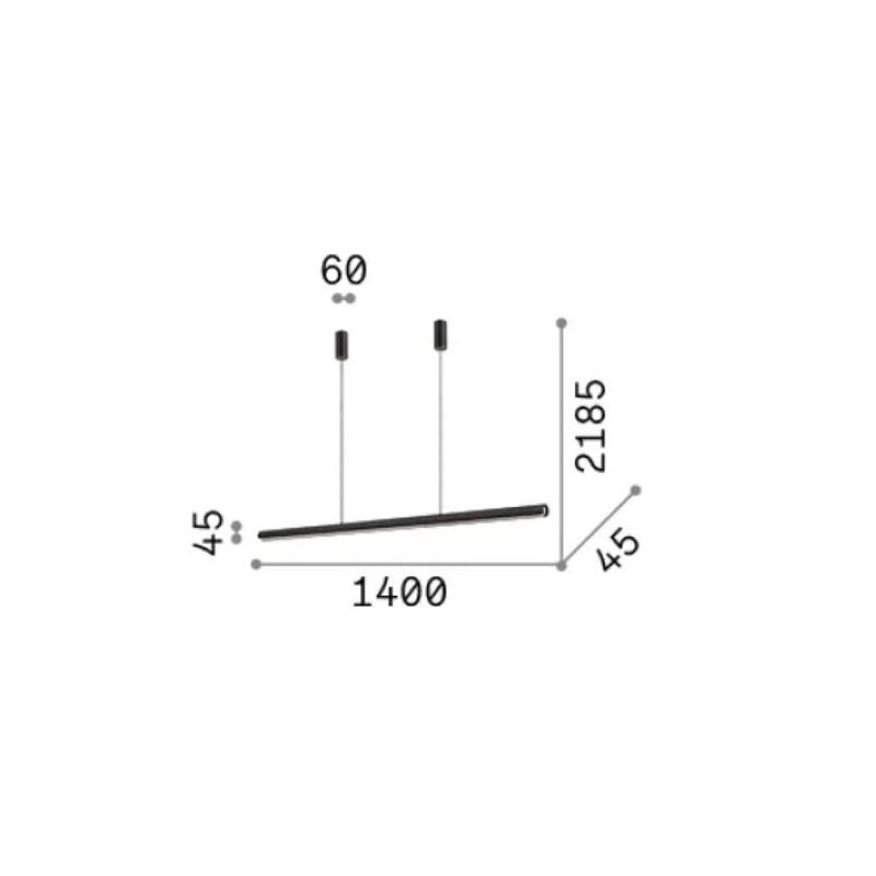 DORICA SOSPENSIONE LINEARE IN 9 COLORI LED 35W LUCE 3000K LUNGHEZZA 140 CM DESIGN MODERNO