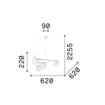 LAMPADARIO 4 LUCI METALLO BIANCO,NERO E ORO DIFFUSORI IN VETRO BIANCO LAMPADINE G9 INCLUSE