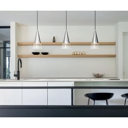 SOSPENSIONE SINGOLA A CONO IN METALLO 3 COLORI DIFFUSORE IN VETRO LAMPADINA GU10 INCLUSA MODERNA