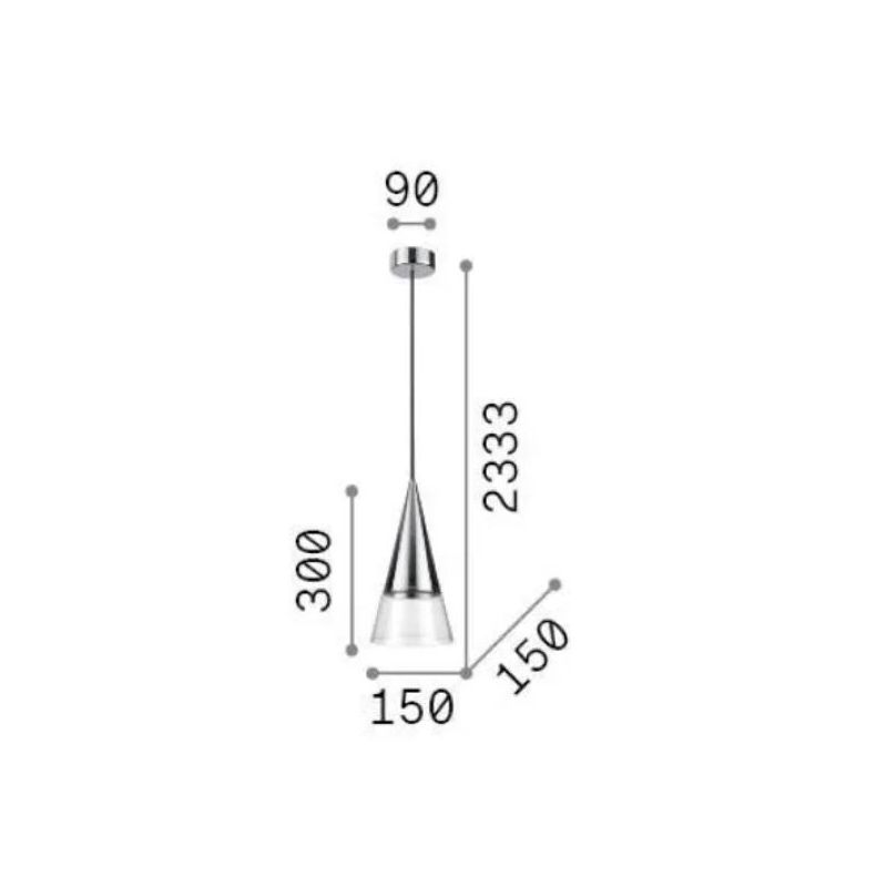 SOSPENSIONE SINGOLA A CONO IN METALLO 3 COLORI DIFFUSORE IN VETRO LAMPADINA GU10 INCLUSA MODERNA