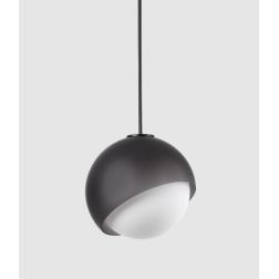SOSPENSIONE SINGOLA A SFERA 3 MISURE IN METALLO NERO E OTTONE LAMPADINA ATTACCO E27 DESIGN MODERNO 2