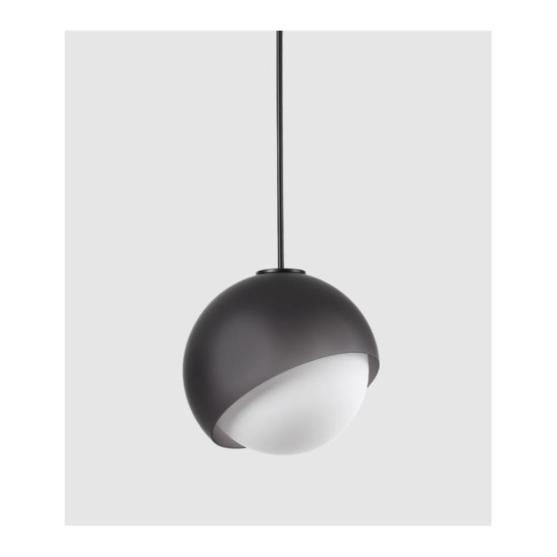SOSPENSIONE SINGOLA A SFERA 3 MISURE IN METALLO NERO E OTTONE LAMPADINA ATTACCO E27 DESIGN MODERNO