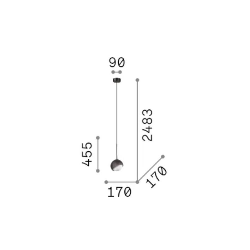 SOSPENSIONE SINGOLA A SFERA 3 MISURE IN METALLO NERO E OTTONE LAMPADINA ATTACCO E27 DESIGN MODERNO