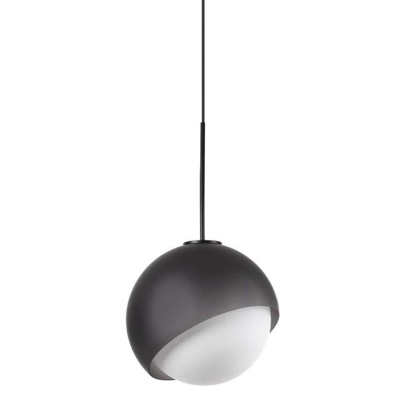 SOSPENSIONE SINGOLA A SFERA D11 CM IN METALLO NERO E OTTONE LAMPADINA G9 INCLUSA DESIGN MODERNO
