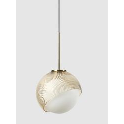 SOSPENSIONE SINGOLA A SFERA D11 CM IN METALLO NERO E OTTONE LAMPADINA G9 INCLUSA DESIGN MODERNO