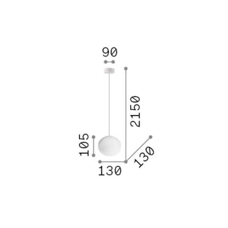 SOSPENSIONE SINGOLA D13 CM IN VETRO BIANCO SOFFIATO MODERNA CON LAMPADINA G9 INCLUSA