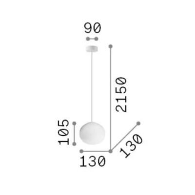 SOSPENSIONE SINGOLA D13 CM IN VETRO BIANCO SOFFIATO MODERNA CON LAMPADINA G9 INCLUSA