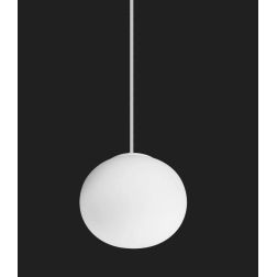 SOSPENSIONE SINGOLA D13 CM IN VETRO BIANCO SOFFIATO MODERNA CON LAMPADINA G9 INCLUSA